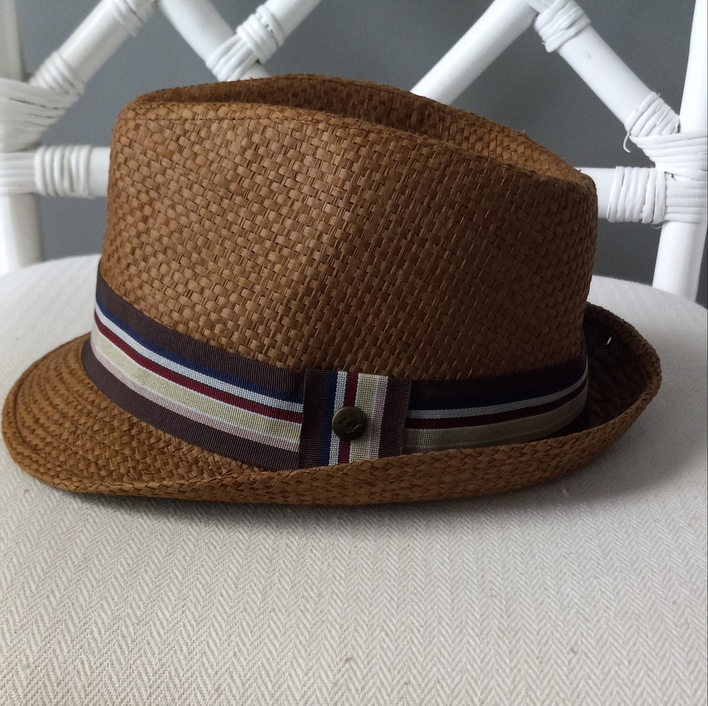 PETER GRIMM Paper Fedora with Striped Band - Picture 2 of 4